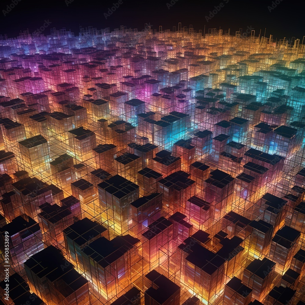 Poster abstract dot points and smart cities connect with the aesthetic and gradient line complex wave line 
