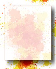 abstract watercolor paint with a white square inside, background 