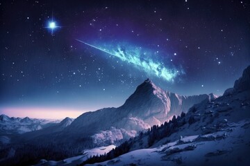 Fototapeta na wymiar shooting star in a starry night sky. Generative AI