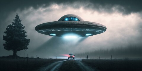 Fototapeta na wymiar Credible Modern UFO Sightings Around the World: A Glimpse into the Unknown Phenomena of the Universe 