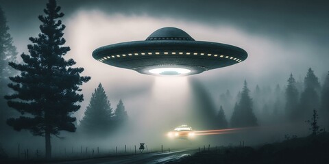 Naklejka na ściany i meble Credible Modern UFO Sightings Around the World: A Glimpse into the Unknown Phenomena of the Universe 