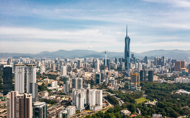 Aerial view of Kuala Lumpur. It is cultural, financial, and economic centre of Malaysia