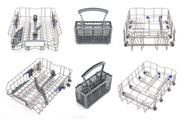 Dishwasher Basket on White Background, Accessories set