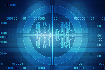 2d illustration Abstract futuristic electronic circuit technology background