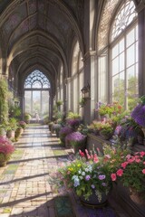 Citadel, botanical garden interior, blooming garden, Generative AI Art Illustration 11