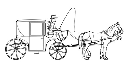Classic coupe horse cart - vector stock illustration.