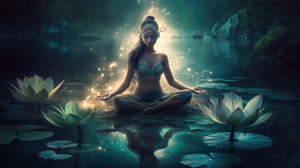 lotus yin femininity meditation - by generative ai	

