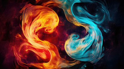 spiritual water and fire element swirl duality - by generative ai