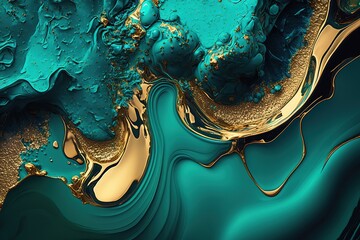Gold Turquoise pattern liquid