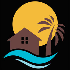 Palm Resort Vector Logo illustration Artwork