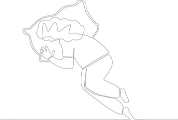 A woman sleeps with her face covered by her hair. Sleep one-line drawing