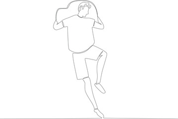 A man sleeps on a bed. Sleep one-line drawing