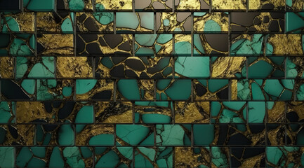 Geometric dark green abstract background. Modern design. Generative AI