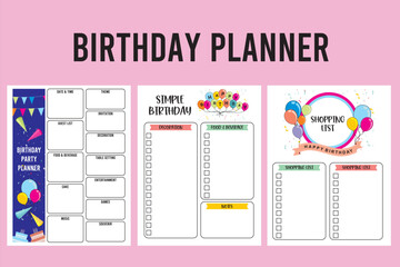 Birthday planner template KDP interior design. Birthday Planner Printable. 