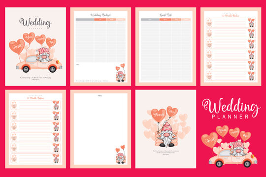 Wedding planner template KDP interior design. Wedding Planner Printable. 