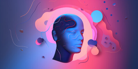 overthinking, salud mental, cerebro pensando, creado con IA generativa - obrazy, fototapety, plakaty