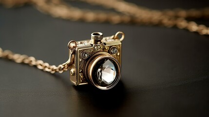 A chain with a tiny, detailed camera pendant, perfect for photography enthusiasts Generative AI