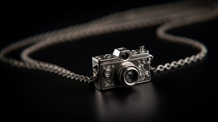 A chain with a tiny, detailed camera pendant, perfect for photography enthusiasts Generative AI