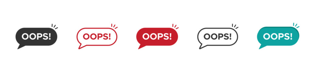 oops on speech bubble vector icons collection