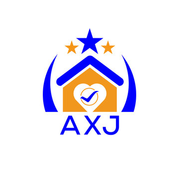 AXJ House logo. KJG Letter logo and icon. Blue vector image on white background. KJG house Monogram home logo picture design and best business icon. 
