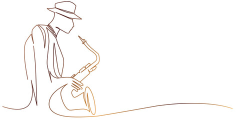 Saxophone player line art style illustration