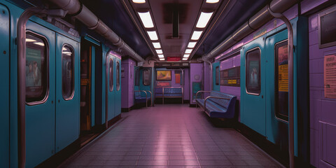Obraz premium Interior tren subterráneo aesthetic, creado con IA generativa