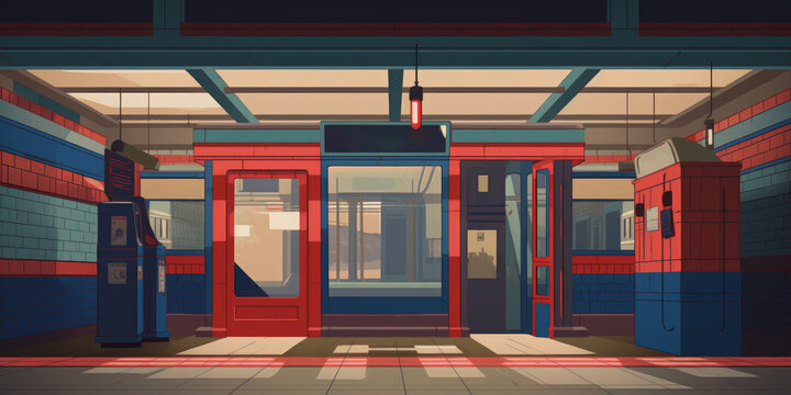 Ilustraci&oacute;n subterr&aacute;neo aesthetic rojo y azul, creado con IA generativa