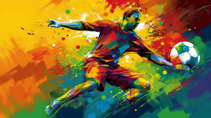 abstract colorful background of a soccer player