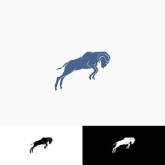 silhouette illustration of a butting sheep for logo