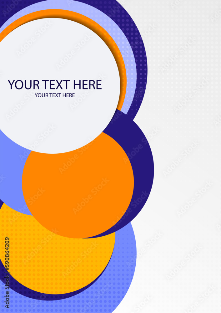 Poster colorful overlapping circles, modern abstract composition with shadows and text. geometric backgroun