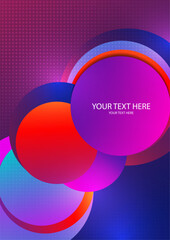 Colorful overlapping circles, modern abstract composition with shadows and text. Geometric background.