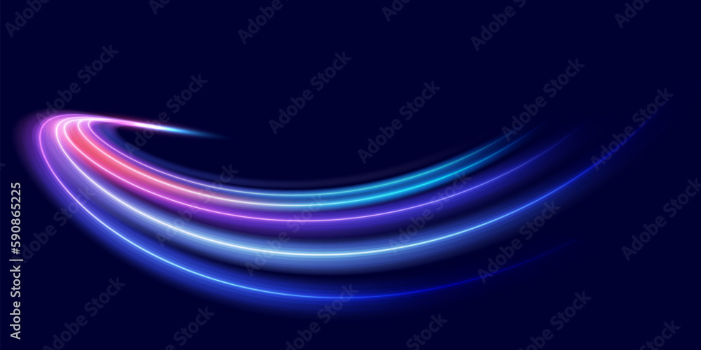 Aufkleber Modern abstract high-speed light trails effect. Futuristic dynamic motion technology. Movement pattern for banner or background. Vector eps10.