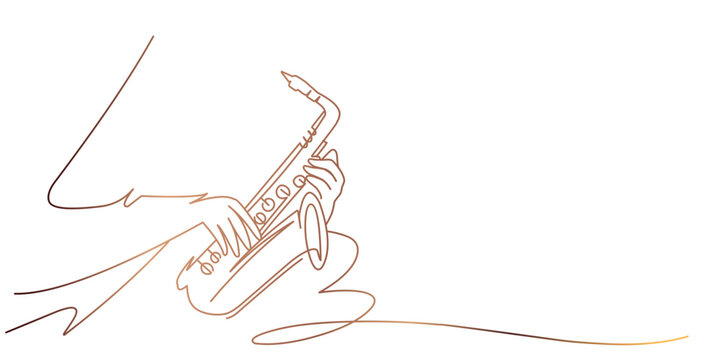recommend clip art: Saxophone line art style vector illustration