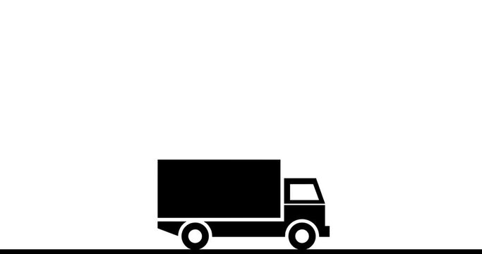 delivery truck transport animation isolated on white background. simple clip footage 4k