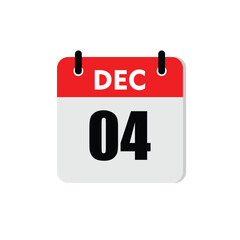 new calendar, calendar isolated on white, desktop calendar, 04 december icon with white background