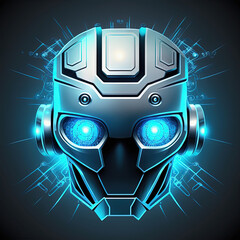 Robot Icon Illustration on Blue. Generative AI