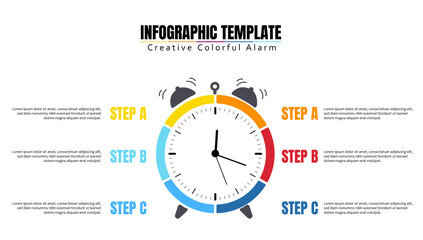 Infographic Template Creative Colorful Alarm. Suitable for marketing presentation. Business presentation. Web infographic icon