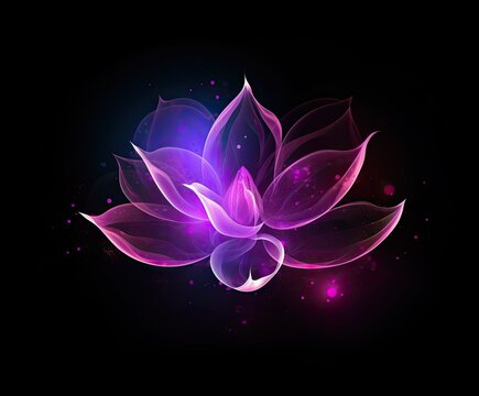 Mystical Purple Lotus Amidst Cosmic Serenity (AI Generated)