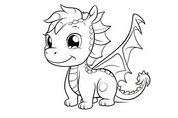 Baby dragon coloring page. Generate Ai © nsit0108