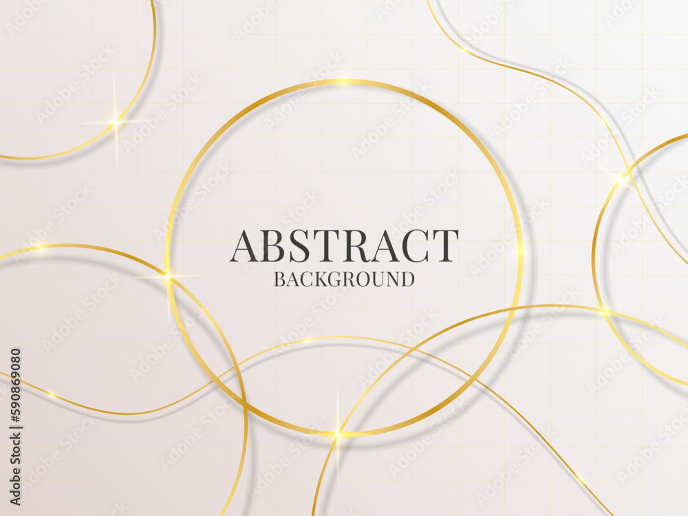 Poster golden ring banner. luxury abstract background with gold rings. glitter line frame with sparkle and 
