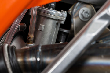 Closeup images of motocross bike engine