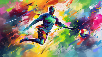 abstract colorful background of a soccer player