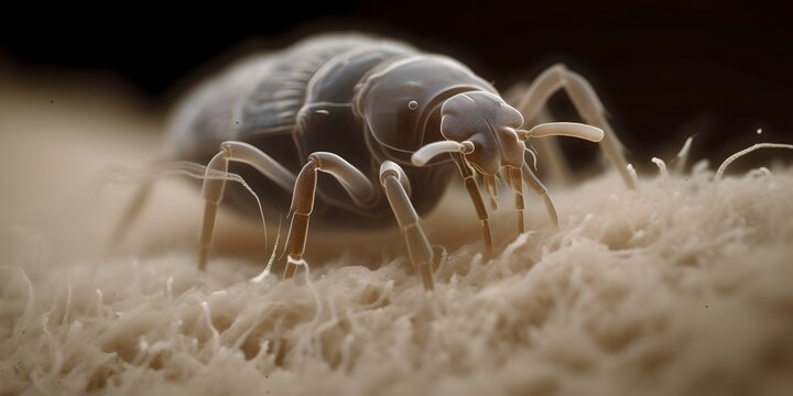 Dust mite microscopic view, generative a