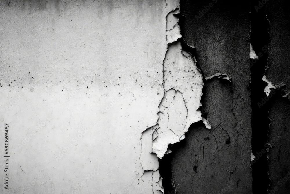 Aufkleber monochromatic image showing the texture of peeling paint on a weathered wall. generative ai