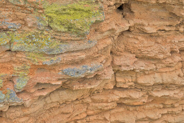 Background texture of wild brown stone symmetrically arranged lines
