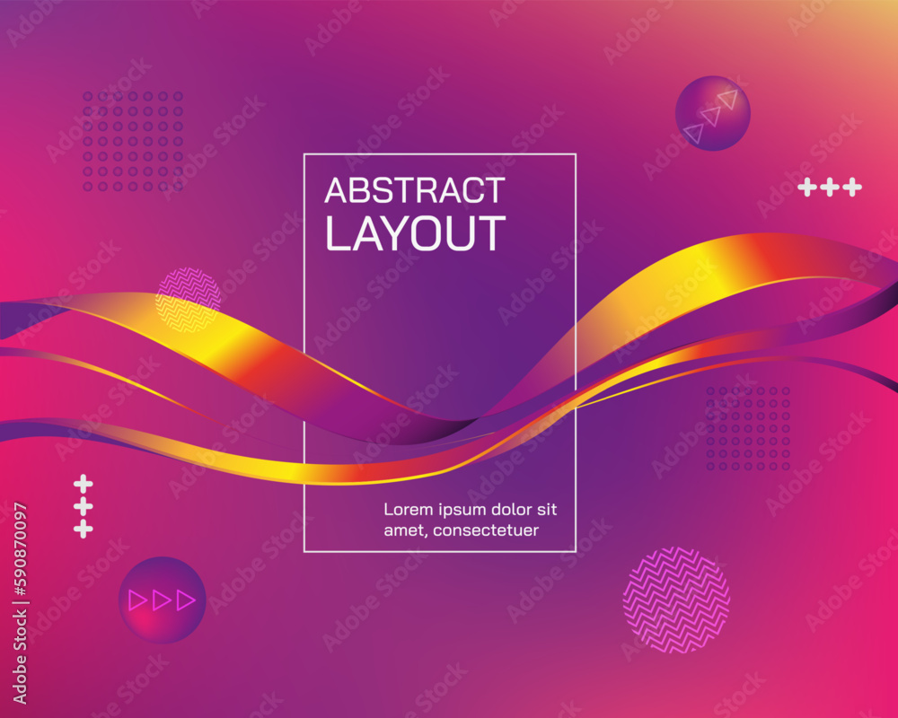 Aufkleber 3d creative design for futuristic event. abstract gradient metallic waves layout, beauty music banne