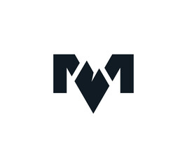 simple mountain logo with letter M. icon and vector
