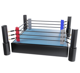 プロレスやボクシングなどに使用する、格闘技のリングの3Dイラスト。3Dレンダリング。