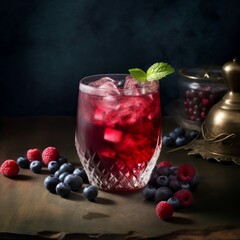 Blueberry cocktail drink. Generate Ai