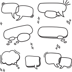 Vector retro style conversation and thought bubbles, hand drawn speech bubbles, pop art speech bubbles